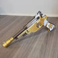 Customizable Mandalorian Blaster Actual Size with Stand Gold with White