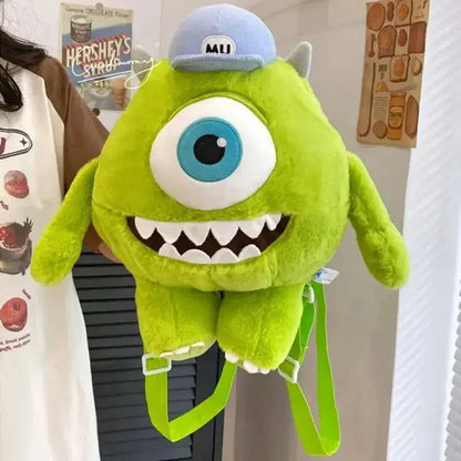 Monsters Mike Wazowski Plush Backpack Women Kawaii Crossbody Bags Cartoon Soft Stuffed Toys For Kids Birthday Gift 30x17x32cm