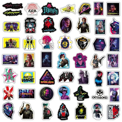 Cyberpunk Stickers - Waterproof Sci-Fi Techno Sticker Set | Durable Gamer Accessories Paper products