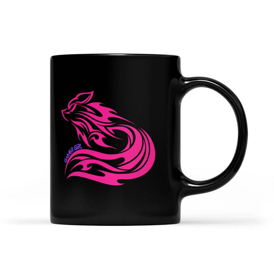 New Pink Fox Gamer Girl Black Mug - Perfect for Gaming Enthusiasts - Gapo Goods - Mug