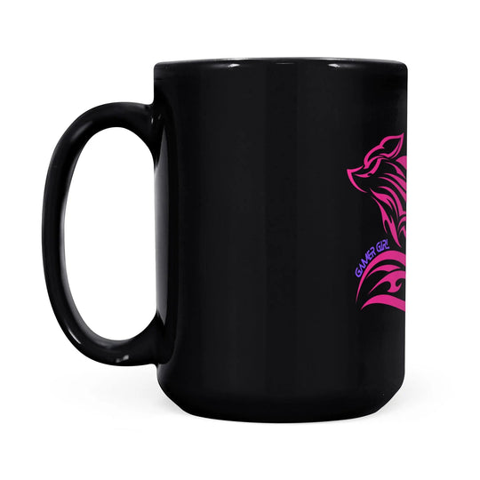 New Pink Fox Gamer Girl Black Mug - Perfect for Gaming Enthusiasts - Gapo Goods - Mug