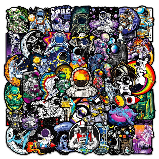 Outer Space Astronaut Cartoon Stickers - Gapo Goods - 
