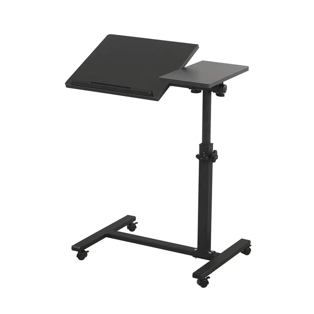 Overbed Bedside Desk Mobile Rolling Laptop Stand Tilting Overbed Table with Wheels Height Adjustable Tray Table for Laptop Bed Sofa Side Table (Black) - Gapo Goods - 