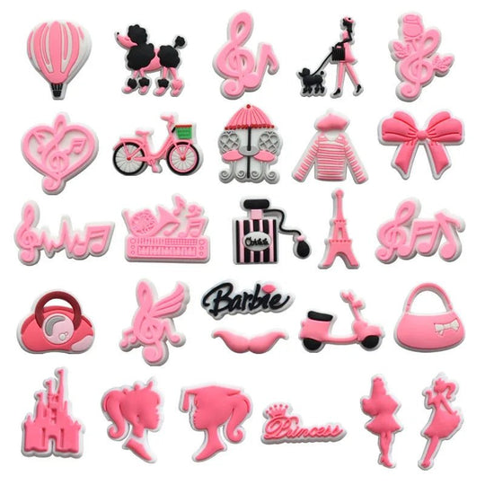 Pink Cute Barbie Doll Girls Series Shoe Charms Cartoon Shoes Accessories Clog Sandal - Gapo Goods - Charms