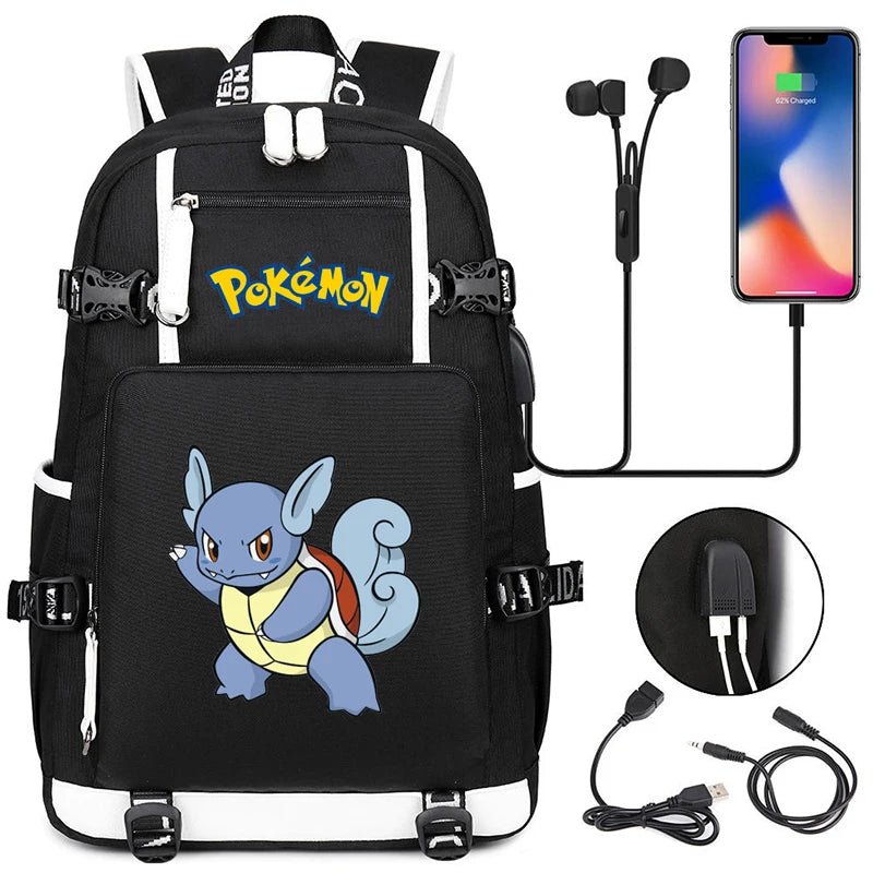 Pokémon adventure - packed schoolbag featuring Pikachu, Charizard, Gengar, and Bulbasaur - Gapo Goods - 