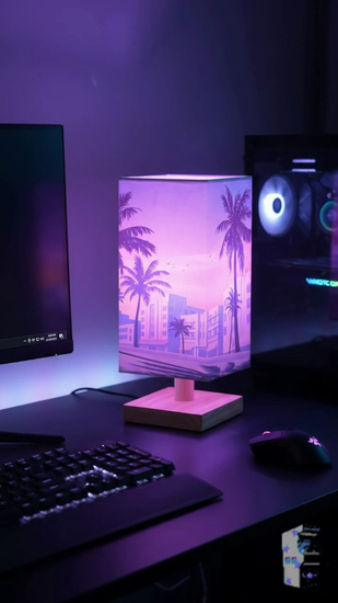Vice City Glow - GTA VI Inspired Square Table Lamp by@Outfy