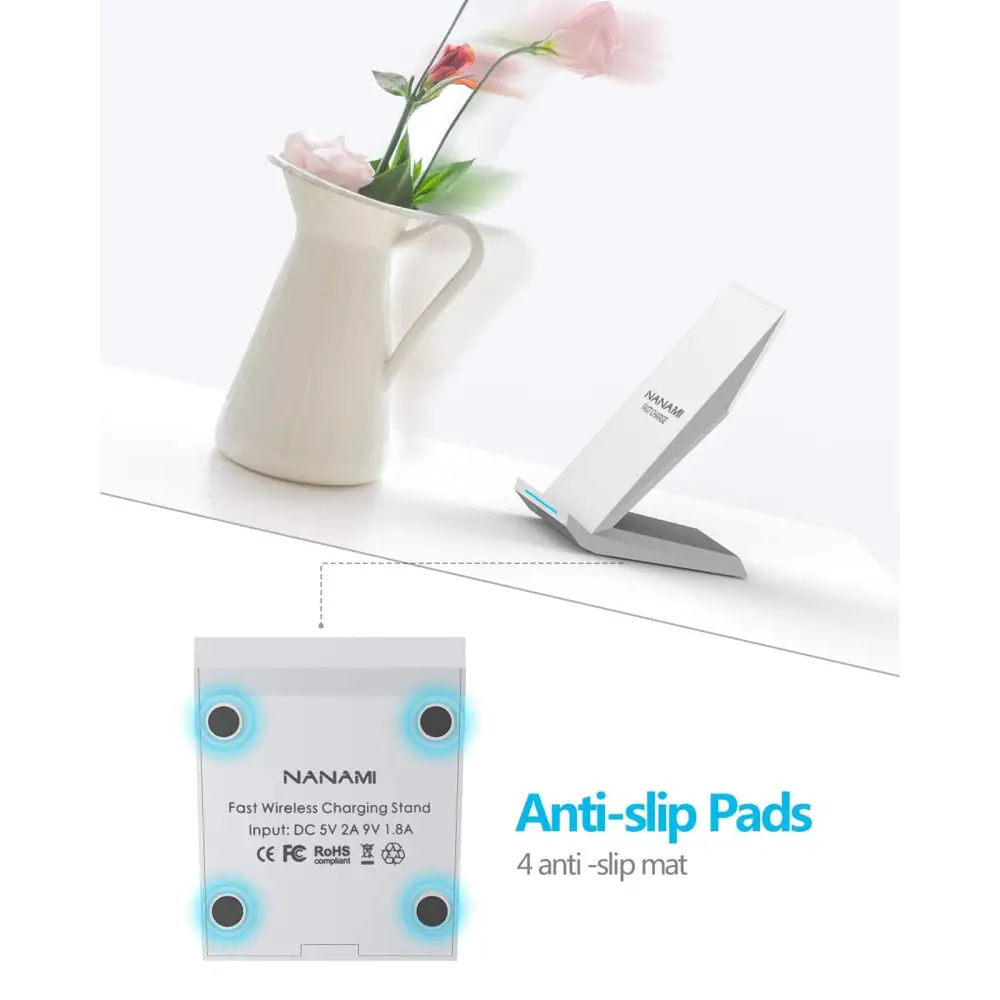 Fast Wireless Charger,NANAMI Qi Certified Wireless Charging Stand Compatible iPhone 15/15 Pro/15 Plus/15 Pro Max/14/14 Pro/13/12,Samsung Galaxy S24/S23/S22/S21/S20/Note 20 Ultra and Qi-Enabled Phone