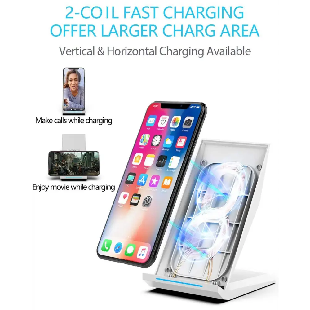 Fast Wireless Charger,NANAMI Qi Certified Wireless Charging Stand Compatible iPhone 15/15 Pro/15 Plus/15 Pro Max/14/14 Pro/13/12,Samsung Galaxy S24/S23/S22/S21/S20/Note 20 Ultra and Qi-Enabled Phone