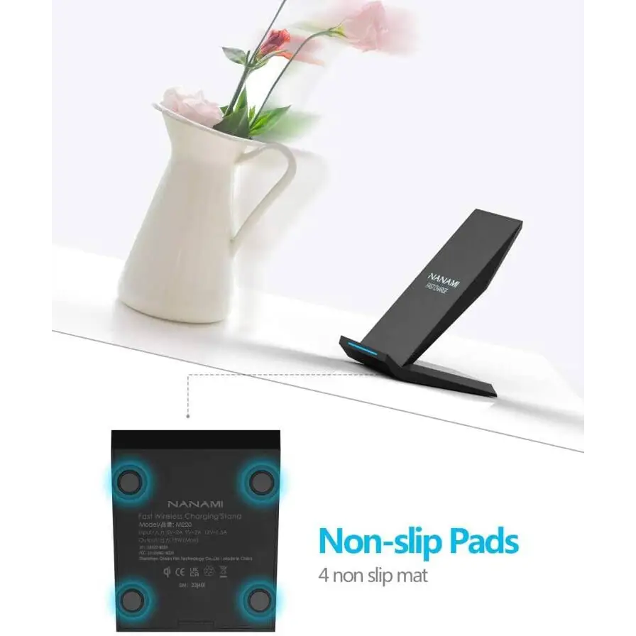 Fast Wireless Charger,NANAMI Qi Certified Wireless Charging Stand Compatible iPhone 15/15 Pro/15 Plus/15 Pro Max/14/14 Pro/13/12,Samsung Galaxy S24/S23/S22/S21/S20/Note 20 Ultra and Qi-Enabled Phone