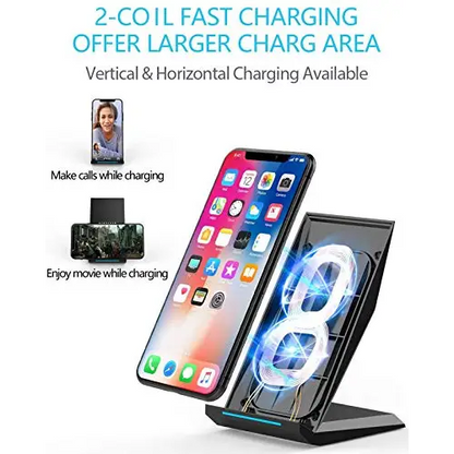 Fast Wireless Charger,NANAMI Qi Certified Wireless Charging Stand Compatible iPhone 15/15 Pro/15 Plus/15 Pro Max/14/14 Pro/13/12,Samsung Galaxy S24/S23/S22/S21/S20/Note 20 Ultra and Qi-Enabled Phone