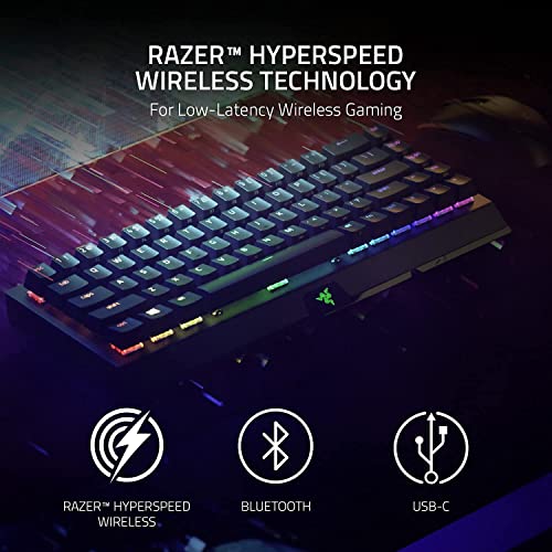 Razer BlackWidow V3 Mini HyperSpeed 65% Wireless Mechanical Gaming Keyboard: Yellow Mechanical Switches - Linear & Silent, 2.4 GHz, Bluetooth, Gaming Keyboards for Windows and Mac Computers (Renewed) - Gapo Goods - 