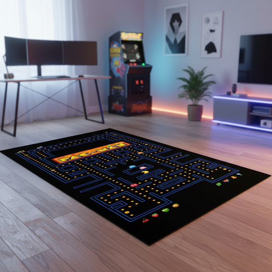 Alfombra Arcade de Pac-Man – Alfombra de Juego Retro con Colores Vibrantes y Diseño Duradero