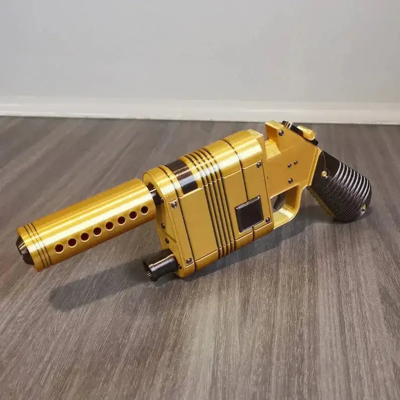 Rey Blaster Replica – Fully Assembled Movie Prop Blaster with Movable Trigger Gold (bronze lines) Collectible