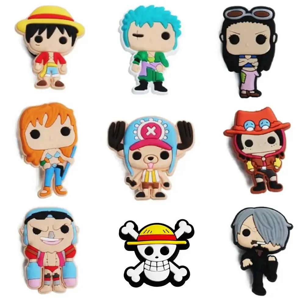 Japanese Anime One Piece Shoe Charms Cartoon Shoe accessories 9pcs a set