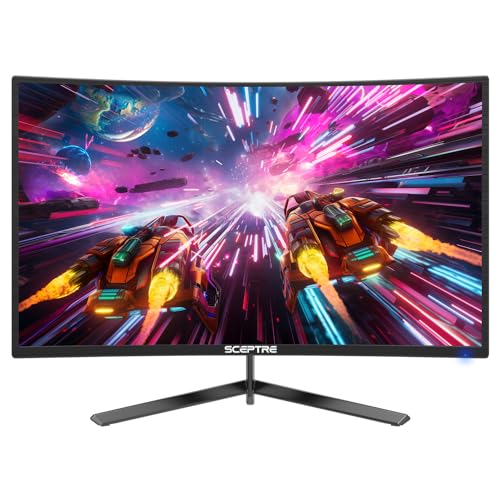 Sceptre Curved 24 - inch Gaming Monitor 1080p R1500 98% sRGB HDMI x2 VGA Build - in Speakers, VESA Wall Mount Machine Black (C248W - 1920RN Series) - Gapo Goods - 