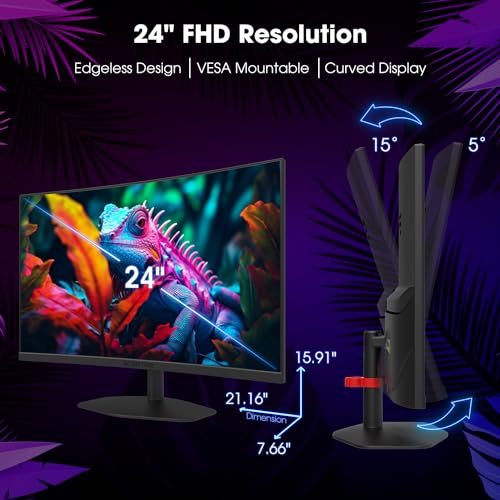 Sceptre Curved 24 - inch Gaming Monitor 1080p R1500 98% sRGB HDMI x2 VGA Build - in Speakers, VESA Wall Mount Machine Black (C248W - 1920RN Series) - Gapo Goods - 