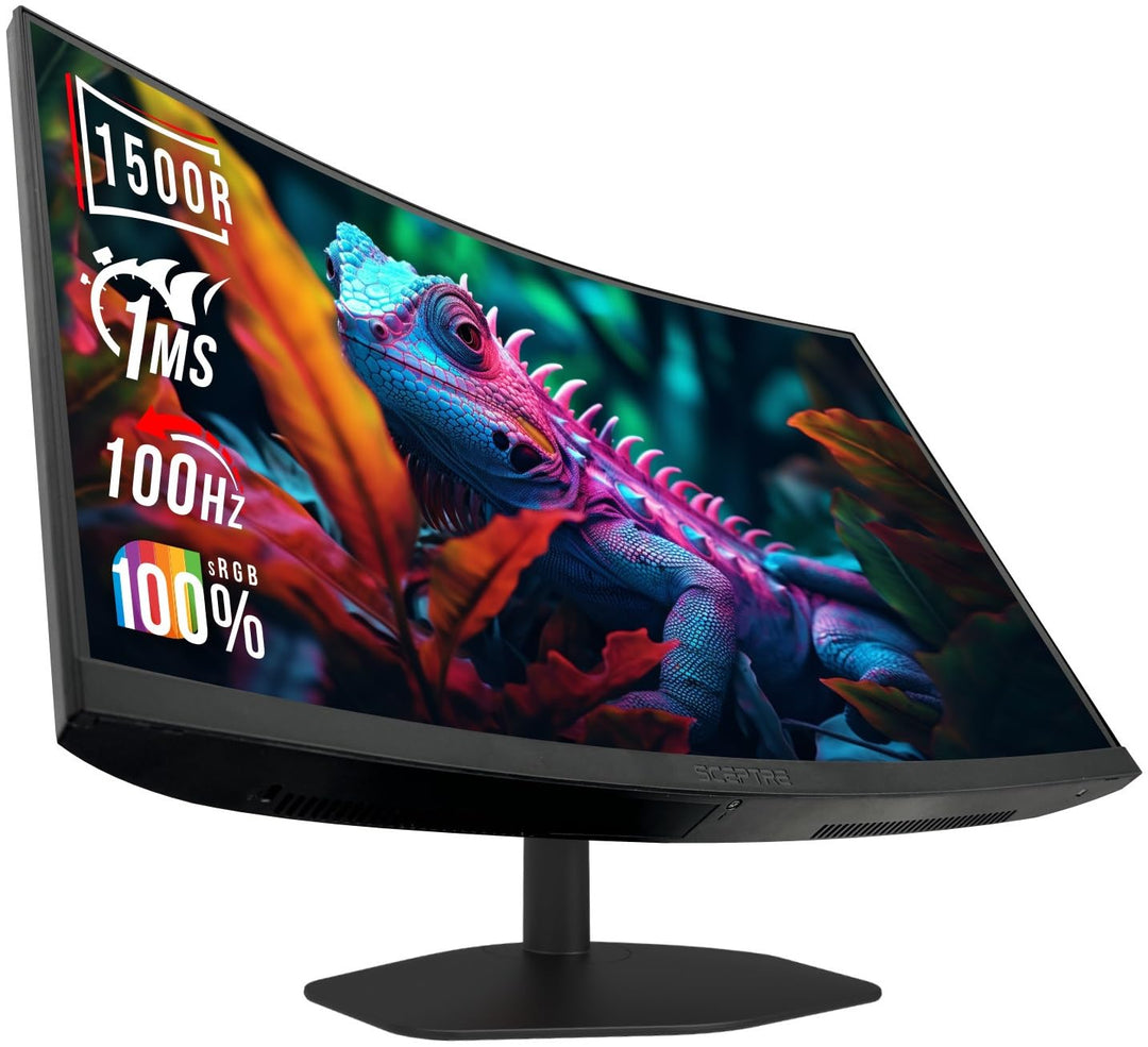 Sceptre Curved 24 - inch Gaming Monitor 1080p R1500 98% sRGB HDMI x2 VGA Build - in Speakers, VESA Wall Mount Machine Black (C248W - 1920RN Series) - Gapo Goods - 