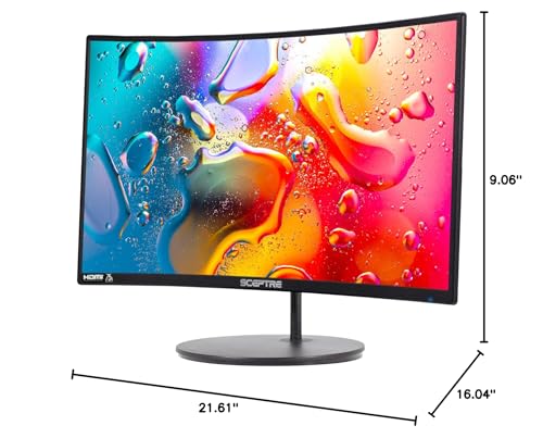 Sceptre Curved 24 - inch Gaming Monitor 1080p R1500 98% sRGB HDMI x2 VGA Build - in Speakers, VESA Wall Mount Machine Black (C248W - 1920RN Series) - Gapo Goods - 