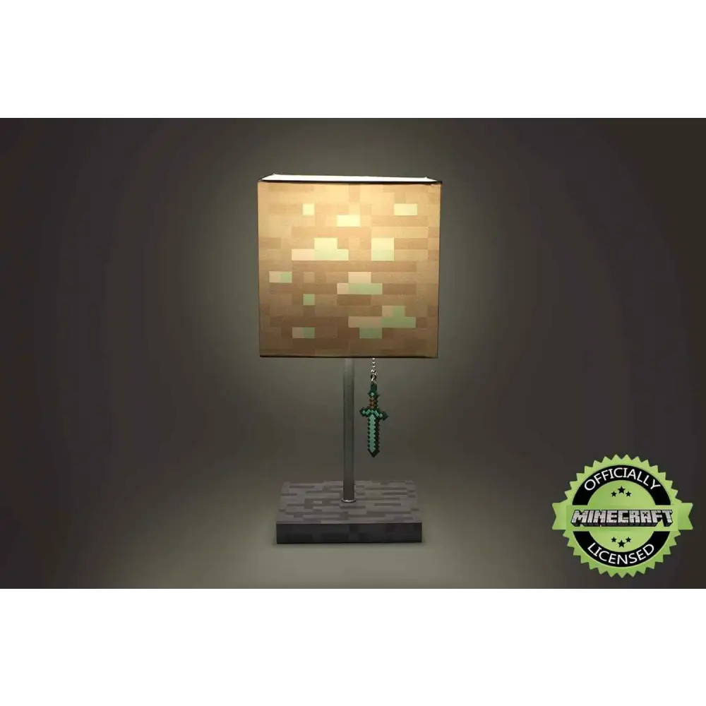 Minecraft Diamond Ore Lamp - 14-Inch LED Table Lamp with Diamond Sword Pull Chain Home Decor