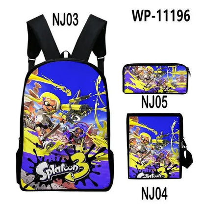 Shooting Game Splatoon 3 Backpacks Children Bookbag School Bag Mochila Boys/Girls Daily Shoulder Set Pencil Croobody Custom - Gapo Goods - 