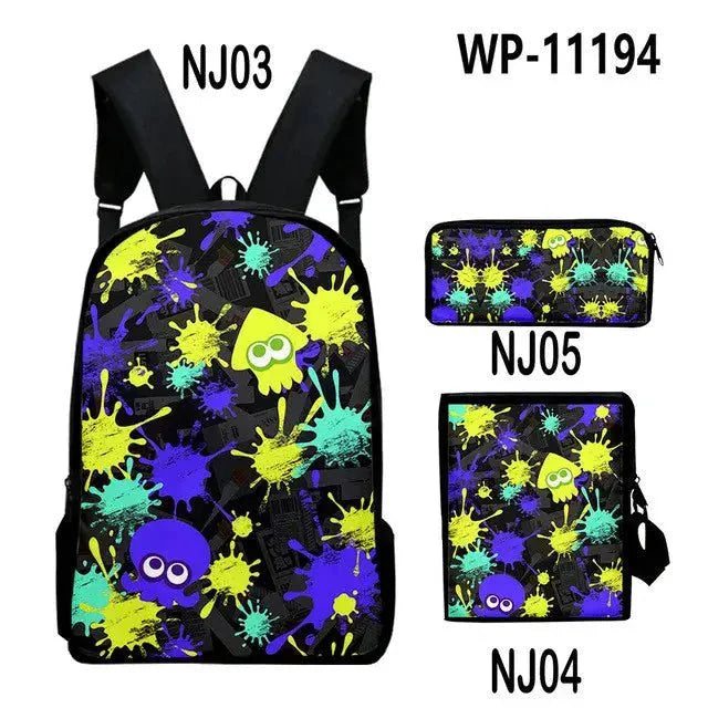 Shooting Game Splatoon 3 Backpacks Children Bookbag School Bag Mochila Boys/Girls Daily Shoulder Set Pencil Croobody Custom - Gapo Goods - 