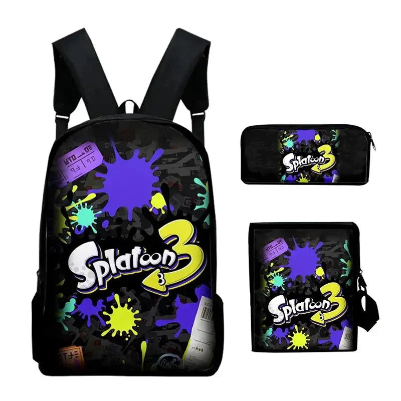 Shooting Game Splatoon 3 Backpacks Children Bookbag School Bag Mochila Boys/Girls Daily Shoulder Set Pencil Croobody Custom - Gapo Goods - 