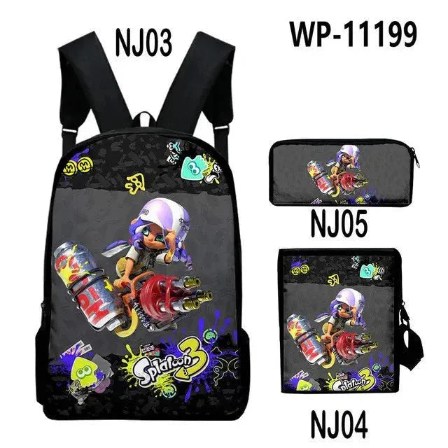 Shooting Game Splatoon 3 Backpacks Children Bookbag School Bag Mochila Boys/Girls Daily Shoulder Set Pencil Croobody Custom - Gapo Goods - 