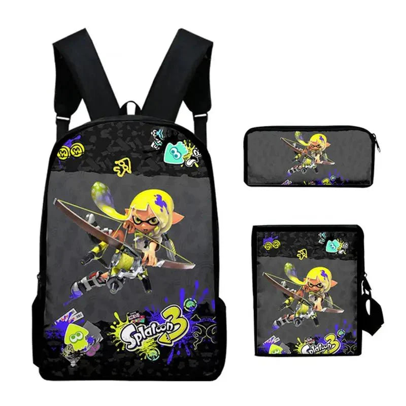 Shooting Game Splatoon 3 Backpacks Children Bookbag School Bag Mochila Boys/Girls Daily Shoulder Set Pencil Croobody Custom - Gapo Goods - 