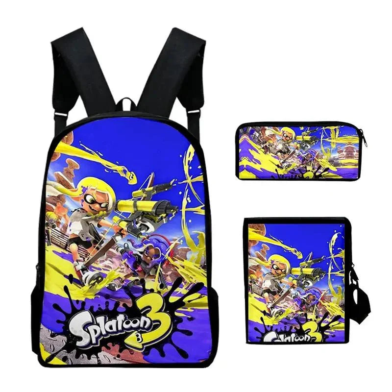 Shooting Game Splatoon 3 Backpacks Children Bookbag School Bag Mochila Boys/Girls Daily Shoulder Set Pencil Croobody Custom - Gapo Goods - 