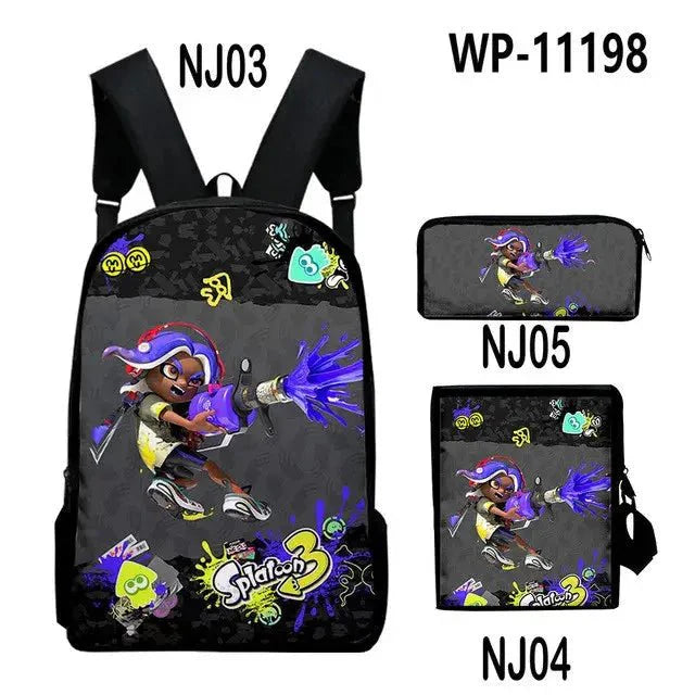 Shooting Game Splatoon 3 Backpacks Children Bookbag School Bag Mochila Boys/Girls Daily Shoulder Set Pencil Croobody Custom - Gapo Goods - 