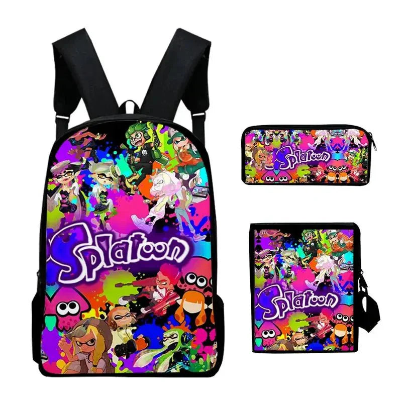 Shooting Game Splatoon 3 Backpacks Children Bookbag School Bag Mochila Boys/Girls Daily Shoulder Set Pencil Croobody Custom - Gapo Goods - 