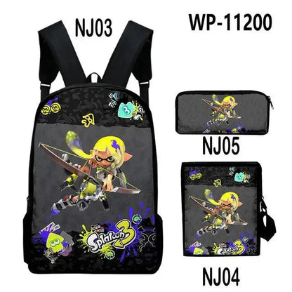 Shooting Game Splatoon 3 Backpacks Children Bookbag School Bag Mochila Boys/Girls Daily Shoulder Set Pencil Croobody Custom - Gapo Goods - 