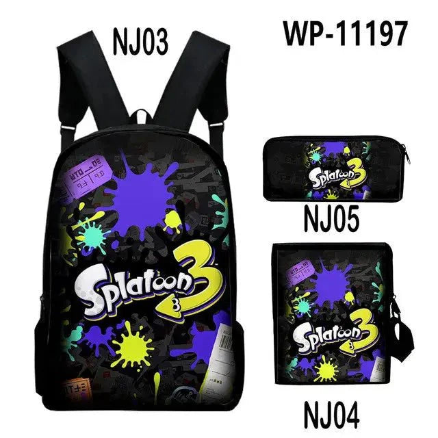 Shooting Game Splatoon 3 Backpacks Children Bookbag School Bag Mochila Boys/Girls Daily Shoulder Set Pencil Croobody Custom - Gapo Goods - 