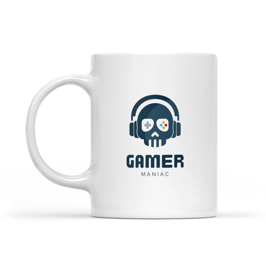 Skull Gamer Logo Grunge Graf - White Edge - to - Edge Mug (NEW) - Gapo Goods - 