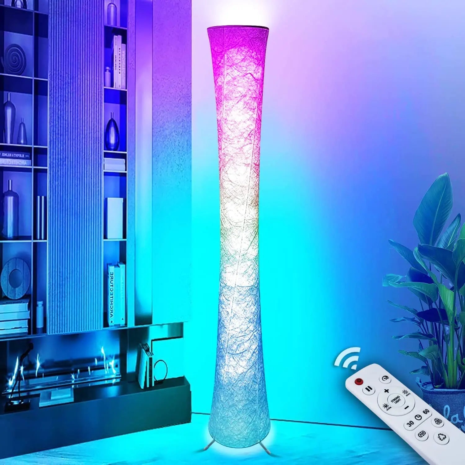 Smart Led Floor Lamps, RGB Color Changing with APP & Remote Control, 62 Inch DIY Mode Music Sync Standing Modern Corner Lamp Decor for Living Room Bedroom Game, 1 Piece - Gapo Goods - 