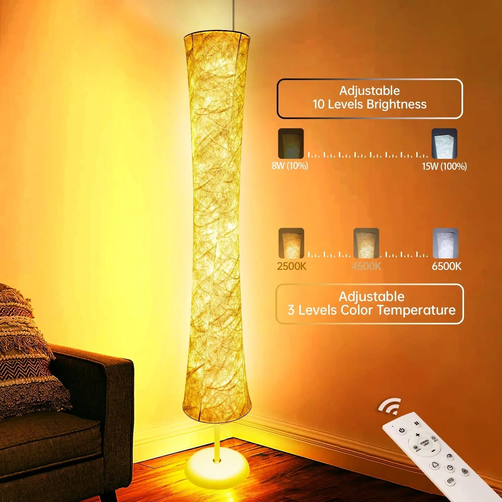 Smart Led Floor Lamps, RGB Color Changing with APP & Remote Control, 62 Inch DIY Mode Music Sync Standing Modern Corner Lamp Decor for Living Room Bedroom Game, 1 Piece - Gapo Goods - 
