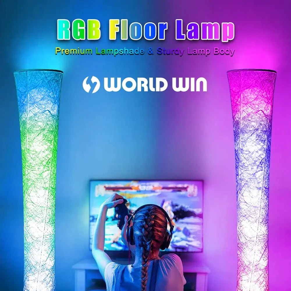Smart Led Floor Lamps, RGB Color Changing with APP & Remote Control, 62 Inch DIY Mode Music Sync Standing Modern Corner Lamp Decor for Living Room Bedroom Game, 1 Piece - Gapo Goods - 