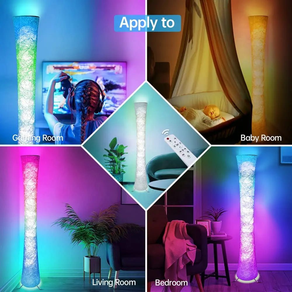 Smart Led Floor Lamps, RGB Color Changing with APP & Remote Control, 62 Inch DIY Mode Music Sync Standing Modern Corner Lamp Decor for Living Room Bedroom Game, 1 Piece - Gapo Goods - 