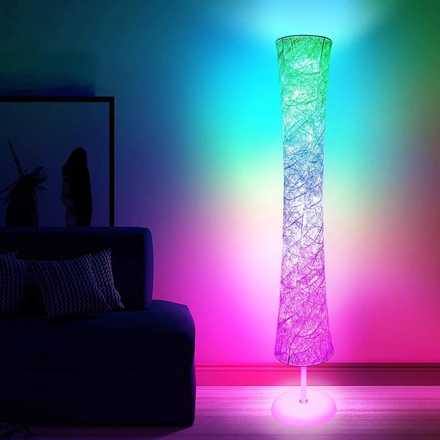 Smart Led Floor Lamps, RGB Color Changing with APP & Remote Control, 62 Inch DIY Mode Music Sync Standing Modern Corner Lamp Decor for Living Room Bedroom Game, 1 Piece - Gapo Goods - 