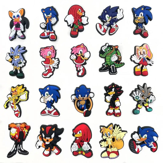 Sonic Croc Charms - 20-Piece Charm Set | Kids Shoe Decorations & Accessories 1set 20Pcs Charms