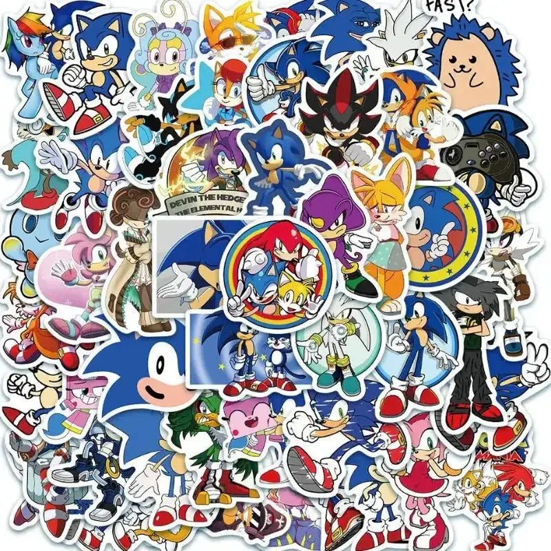 Sonic Fandom Stickers - 50 Piece Sticker Pack | Cartoon & Graffiti Decals army green Paper products