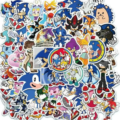 Sonic Fandom Stickers - 50 Piece Sticker Pack | Cartoon & Graffiti Decals army green Paper products