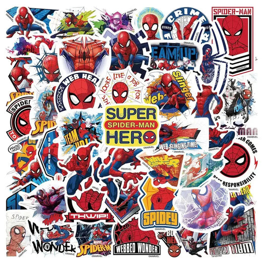 50-Piece Spider-Man Sticker Set for Laptop Guitar Suitcase - Waterproof Decals for Kids Toys 50PCS SpiderMan