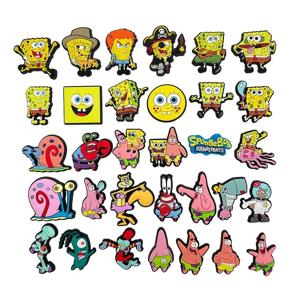 SpongeBob Shoe Charms - Cartoon Sandal Decorations for Clogs and Pins - PVC Accessories 32pcs set