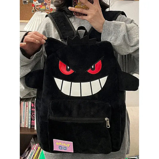 Gengar Backpack - Haunted Purple Pokemon Backpack | Cool School Bag Black Gengar Backpack