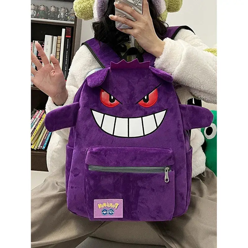 Gengar Backpack - Haunted Purple Pokemon Backpack | Cool School Bag Purple Gengar Backpack