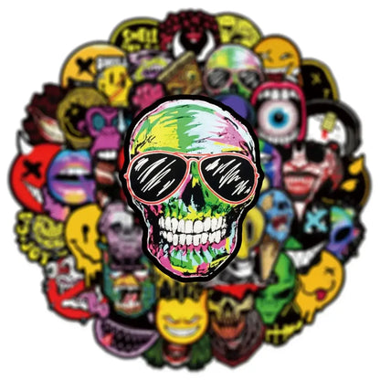 Horror Skull Stickers - 50 Piece Skull Sticker Pack | Cool Horror Decals & Anime Style Paper products