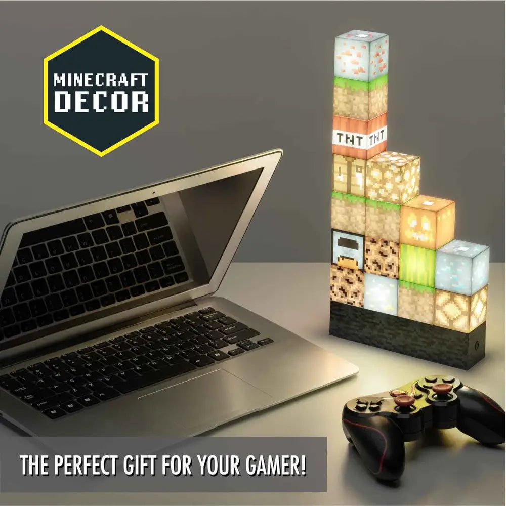 Minecraft Night Light – LED Block Lamp | Custom Stackable Light Blocks for Gaming Room Home Decor