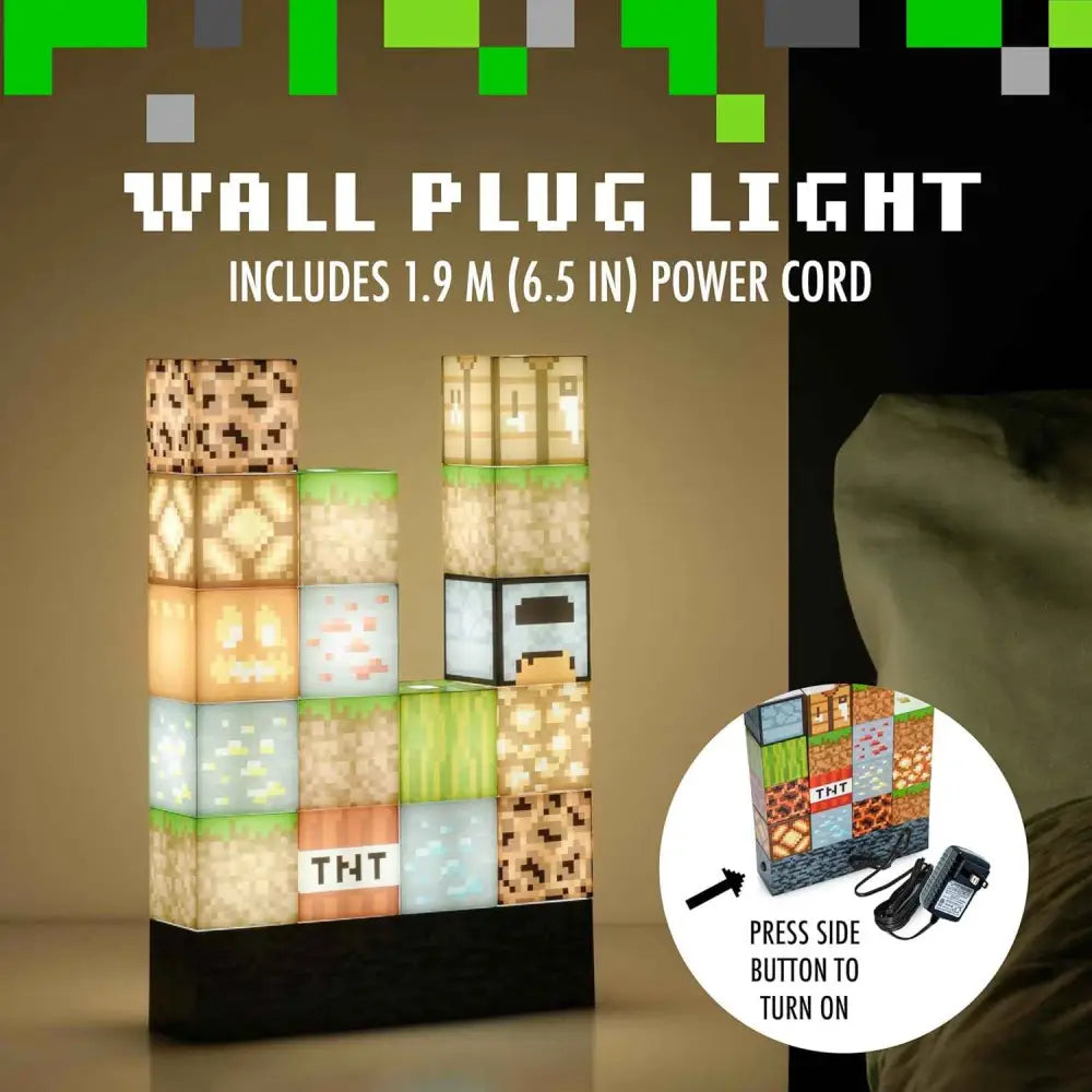 Minecraft Night Light – LED Block Lamp | Custom Stackable Light Blocks for Gaming Room Home Decor
