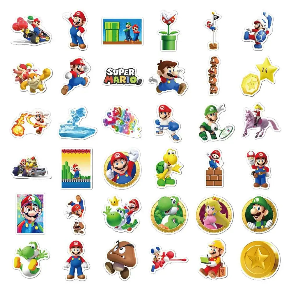 Super Mario Bros Stickers - Waterproof Mario Game Stickers | Luigi Yoshi Decals Paper products